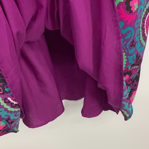 Donna Morgan Dress Midi 3/4 Sleeve Printed V Neck Purple NWT - Picture 11 of 15